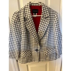 Hailey Morgan Blazer Size 14 Houndstooth Black White Career Work Business